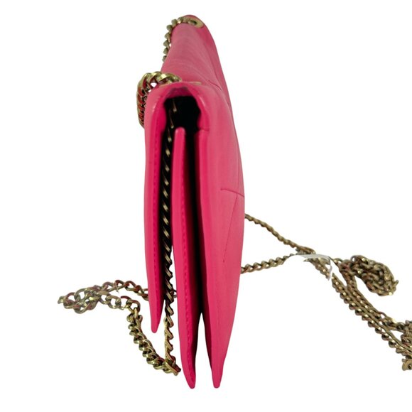 LANVIN Fuchsia Leather Sugar Lambskin Mini Crossbody Wallet Bag Made in Spain - Picture 2 of 14